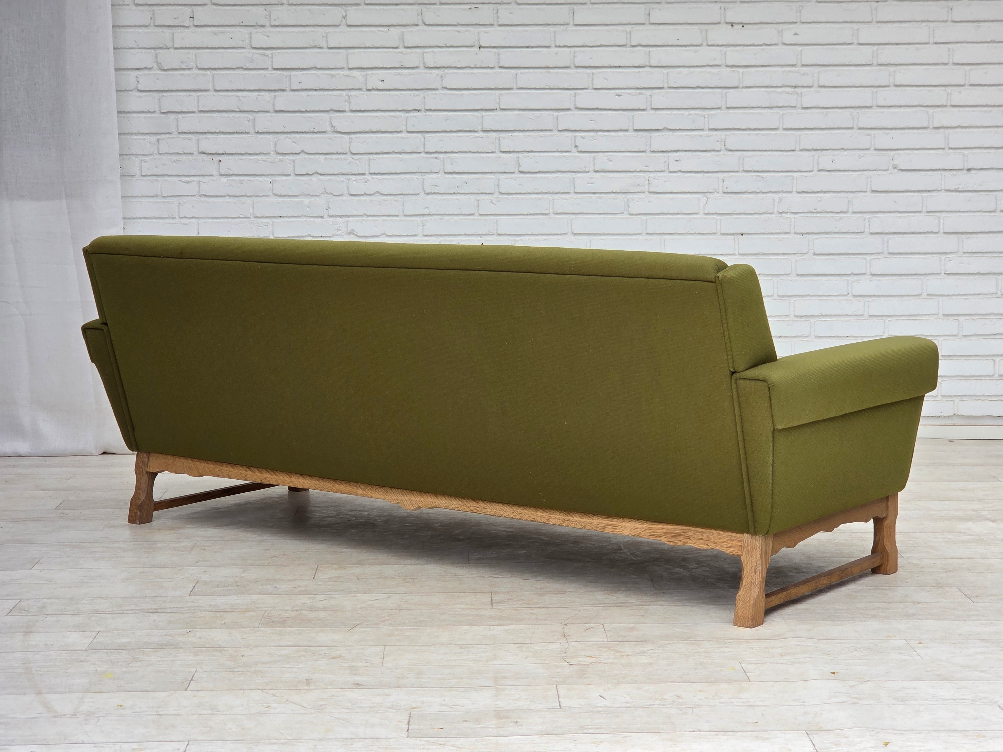 Danish_Green_Wool_3-Seater_Sofa_with_Oak_Frame,_1970s