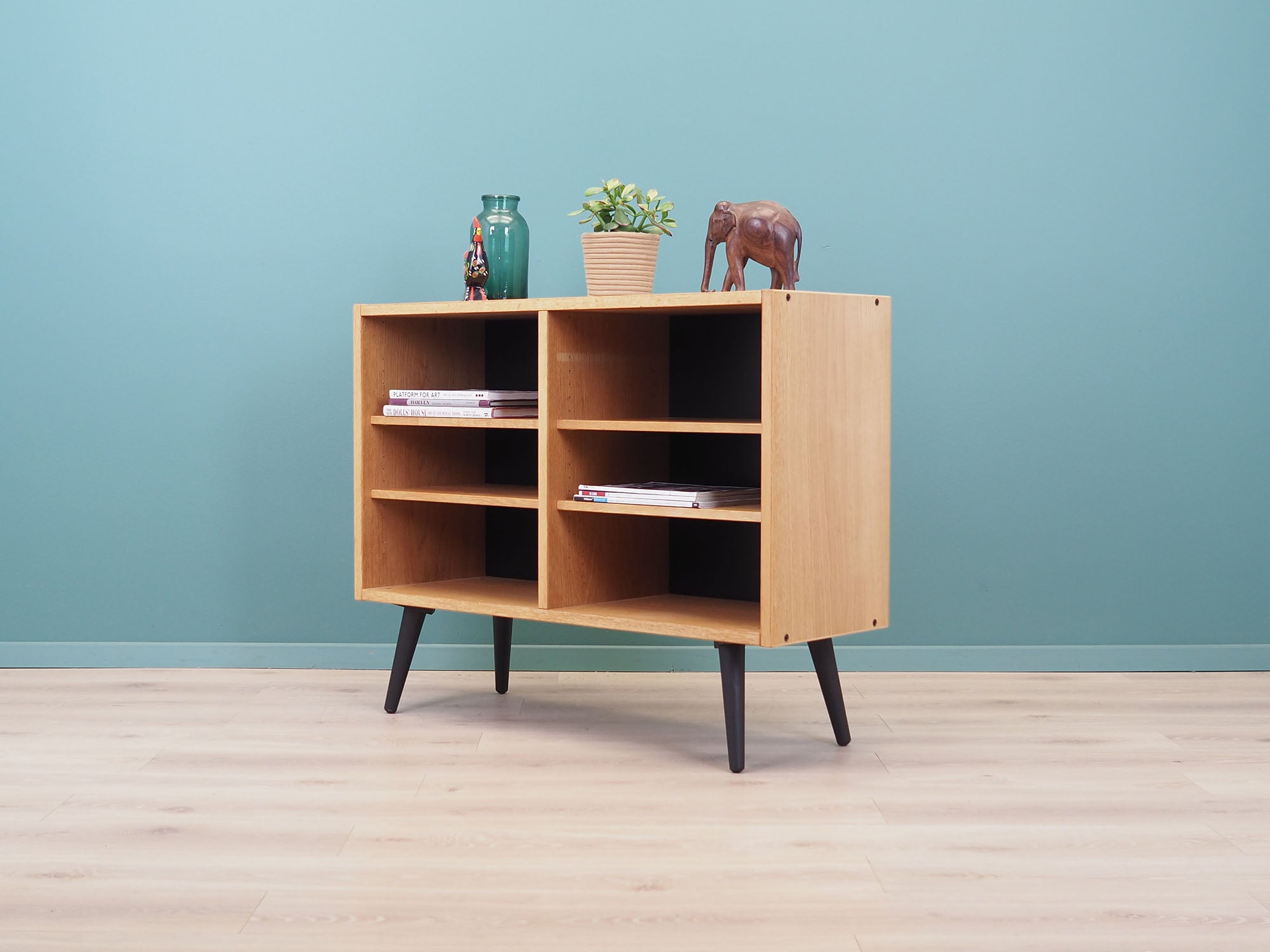 1970s_Danish_Ash_Bookcase_with_Adjustable_Shelves_Black