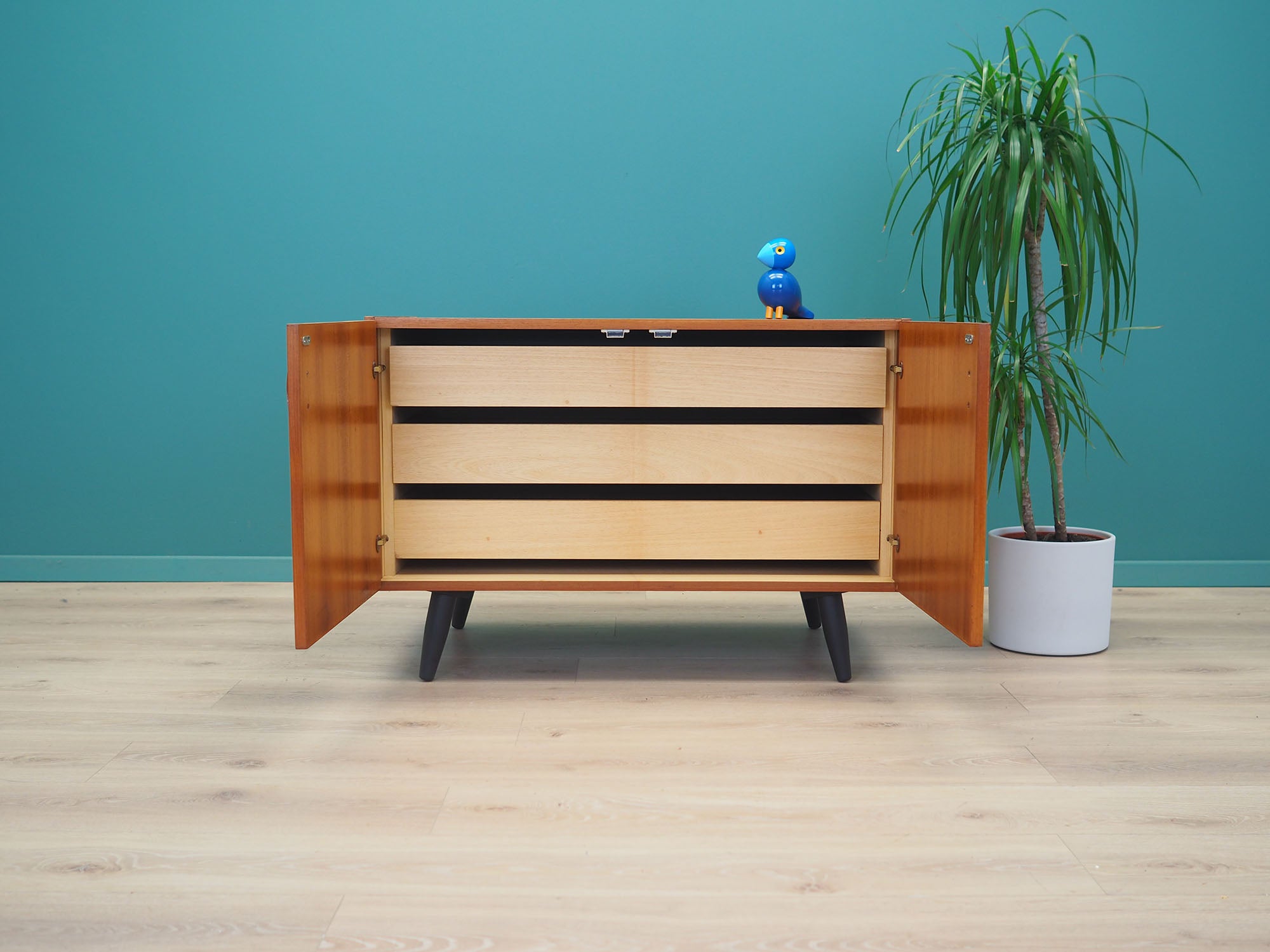 1970s_Danish_Teak_Cabinet_3_Drawers_Solid_Wood_Handles_Black