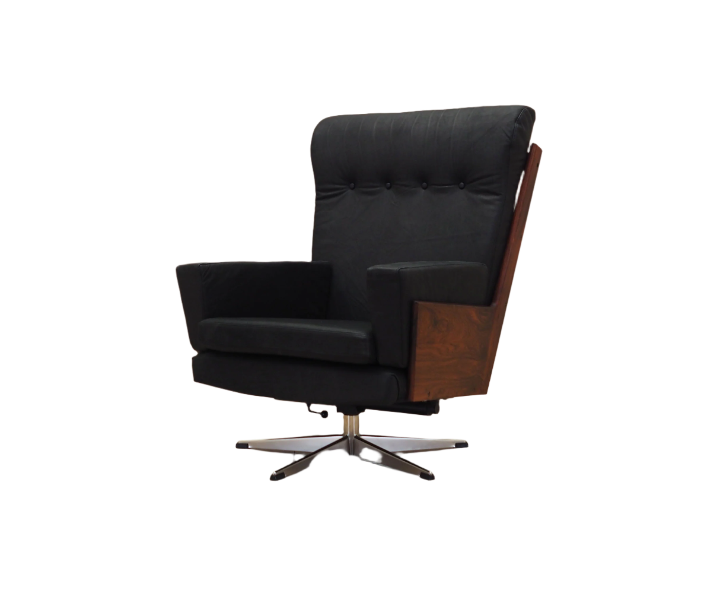 1970s_Scandinavian_Modern_Office_Leather_Armchair_Demark.