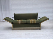 Danish_Mid-Century_Modern_Spanish-Style_Drop-Arm_Two-Seater_Sofa_with_Green_Wool_Upholstery,_1970s