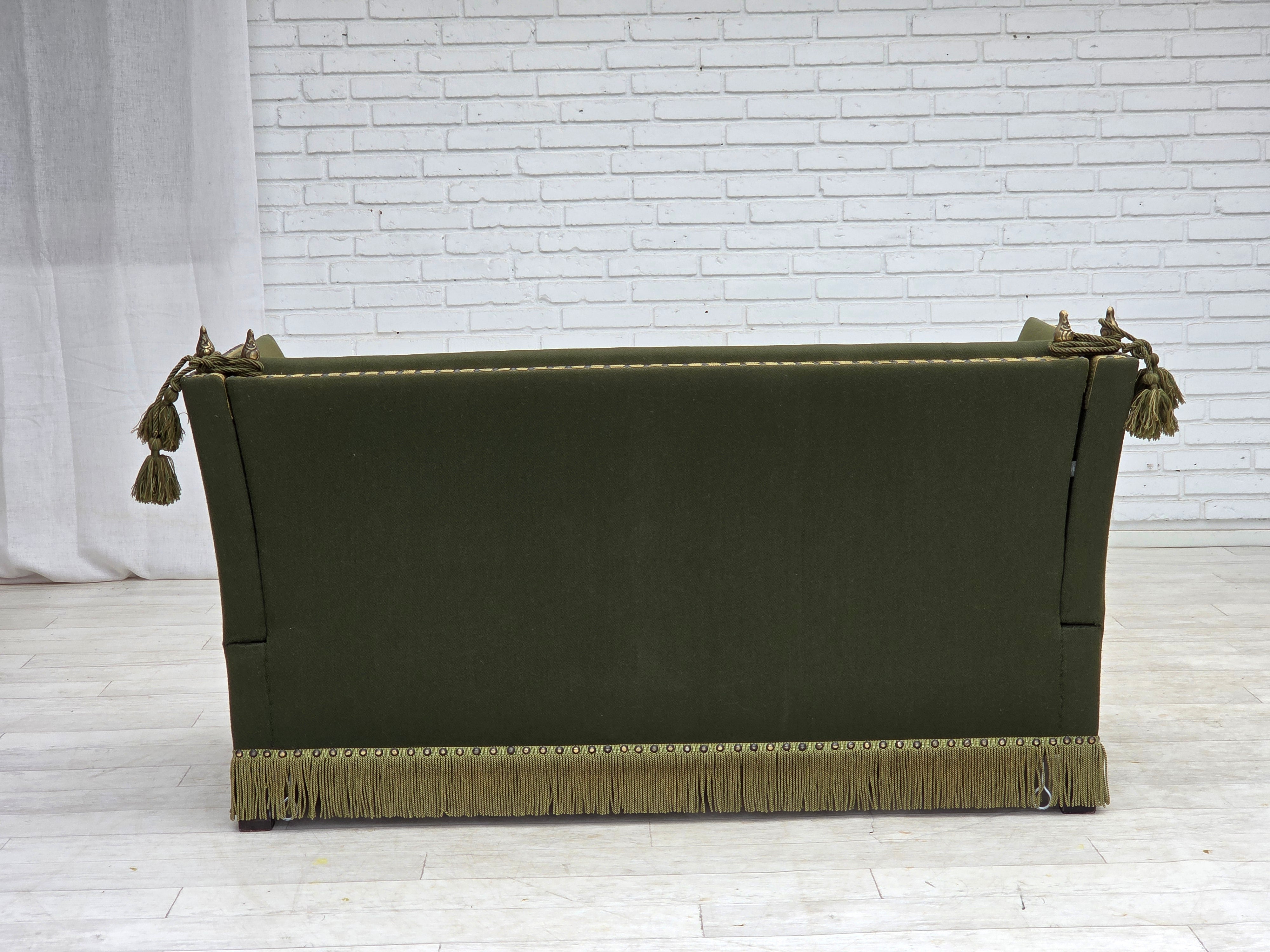 Danish_Mid-Century_Modern_Spanish-Style_Drop-Arm_Two-Seater_Sofa_with_Green_Wool_Upholstery,_1970s