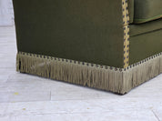Danish_Mid-Century_Modern_Spanish-Style_Drop-Arm_Two-Seater_Sofa_with_Green_Wool_Upholstery,_1970s