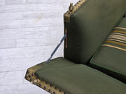 Danish_Mid-Century_Modern_Spanish-Style_Drop-Arm_Two-Seater_Sofa_with_Green_Wool_Upholstery,_1970s