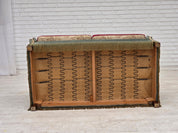 Danish_Drop-Arm_Spanish_2-Seater_Sofa_in_Green_and_Red_Velour,_1960s–1970s