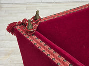 Danish_Drop-Arm_Spanish_2-Seater_Sofa_in_Red_Velour_with_Ash_Legs,_1970s