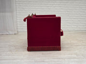 Danish_Drop-Arm_Spanish_2-Seater_Sofa_in_Red_Velour_with_Ash_Legs,_1970s