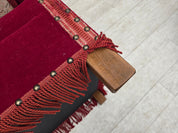 Danish_Drop-Arm_Spanish_2-Seater_Sofa_in_Red_Velour_with_Ash_Legs,_1970s