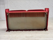 Danish_Red_Velour_2-Seater_Sofa_with_Beech_Legs,_1970s