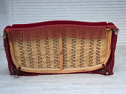 Danish_Mid-Century_Modern_Two-Seater_Sofa_in_Original_Red_Velour_and_Ash_Wood,_Denmark,_1970s