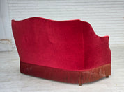 Danish_Mid-Century_Modern_Two-Seater_Sofa_in_Original_Red_Velour_and_Ash_Wood,_Denmark,_1970s
