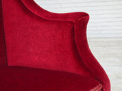 Danish_Mid-Century_Modern_Two-Seater_Sofa_in_Original_Red_Velour_and_Ash_Wood,_Denmark,_1970s