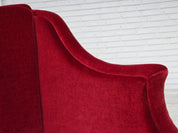 Danish_Mid-Century_Modern_Two-Seater_Sofa_in_Original_Red_Velour_and_Ash_Wood,_Denmark,_1970s