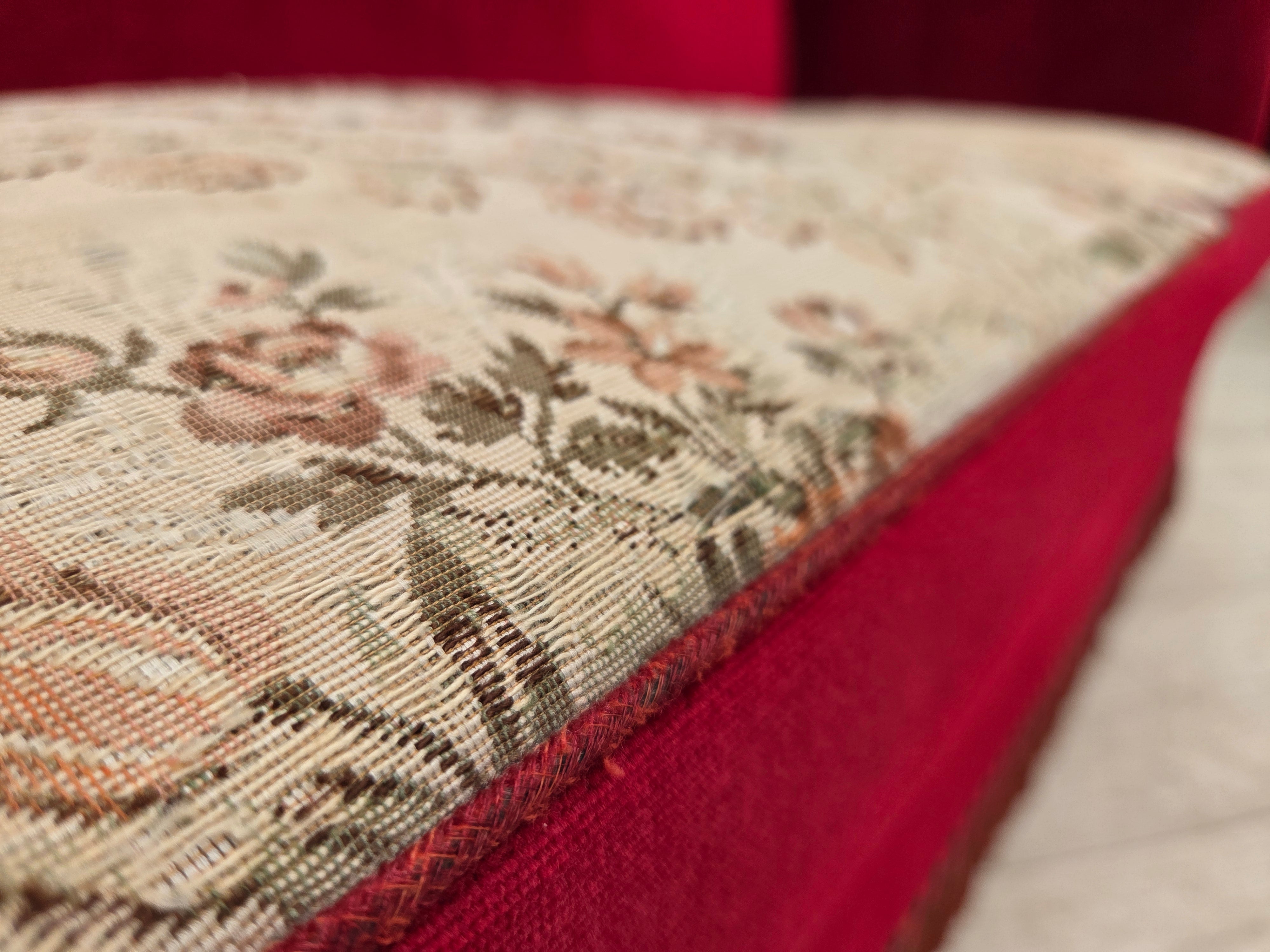Danish_Drop-Arm_Spanish_3-Seater_Sofa_in_Red_Velour_with_Ash_Legs,_1970s