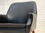Danish_Armchair_in_Black_Faux_Leather_and_Wool_with_Teak_Legs,_1970s
