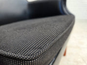Danish_Armchair_in_Black_Faux_Leather_and_Wool_with_Teak_Legs,_1970s
