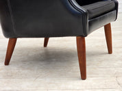 Danish_Armchair_in_Black_Faux_Leather_and_Wool_with_Teak_Legs,_1970s