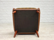 Danish_Armchair_in_Brown_Faux_Leather_and_Wool_with_Teak_Legs,_1970s