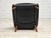Danish_Armchair_in_Black_Faux_Leather_and_Wool_with_Teak_Legs,_1970s