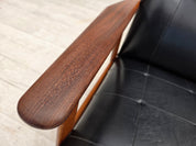 Danish_Armchair_in_Black_Faux_Leather_with_Teak_Legs_and_Armrests,_1970s