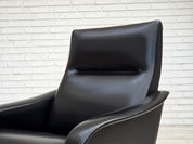 Danish_Black_Faux_Leather_Lounge_Chair_with_Teak_Legs,_1970s