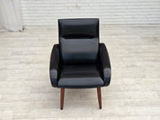 Danish_Black_Faux_Leather_Lounge_Chair_with_Teak_Legs,_1970s