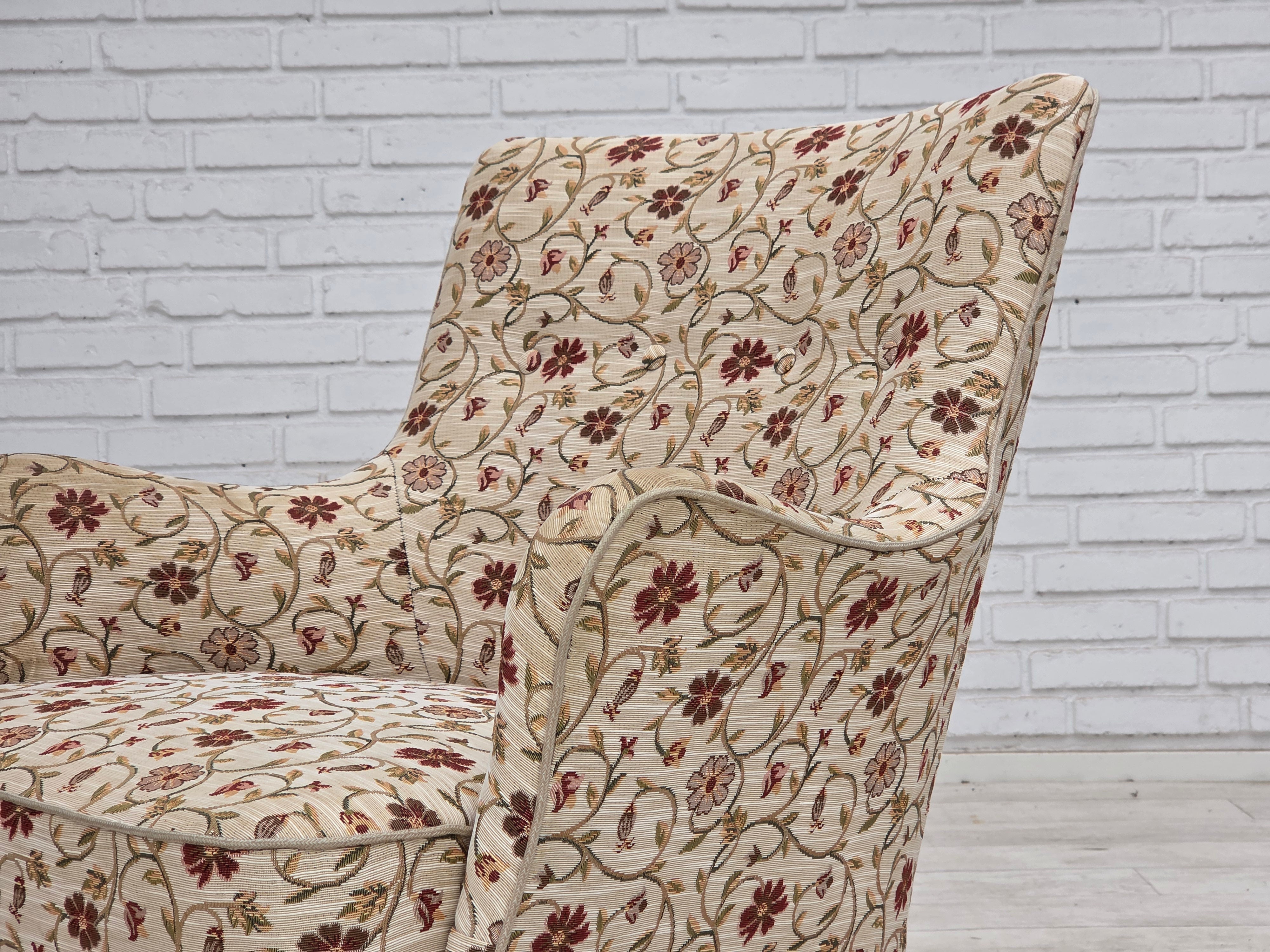 Danish_Mid-Century_Modern_Armchair_with_Original_Jacquard_Upholstery_and_Ash_Wood_Legs,_1970s
