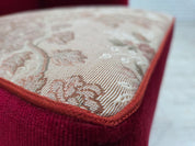 Danish_Armchair_in_Red_Velour_and_Ash_Wood_with_Reversible_Cushion,_Denmark,_1970s