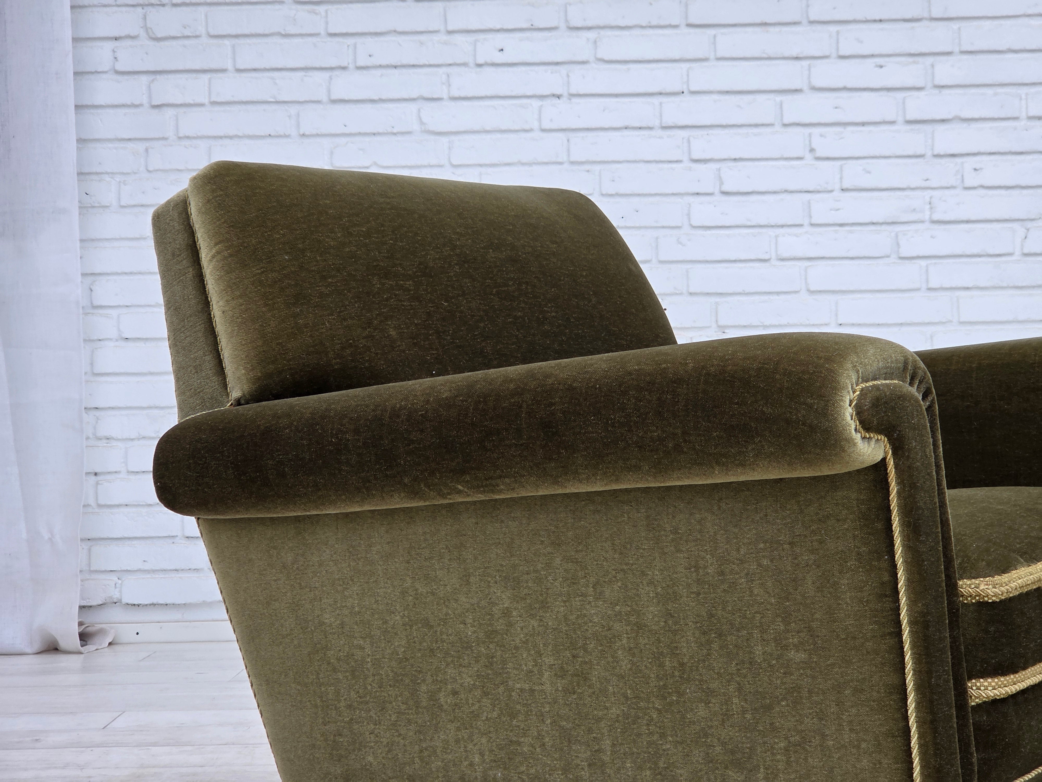 Danish_Lounge_Chair_in_Green_Velour,_Beech_Wood,_Denmark,_1970s