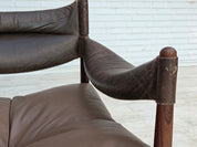 Modus_Teak_and_Brown_Leather_Armchair_by_Kristian_Vedel_for_Søren_Willadsen,_Denmark,_1974