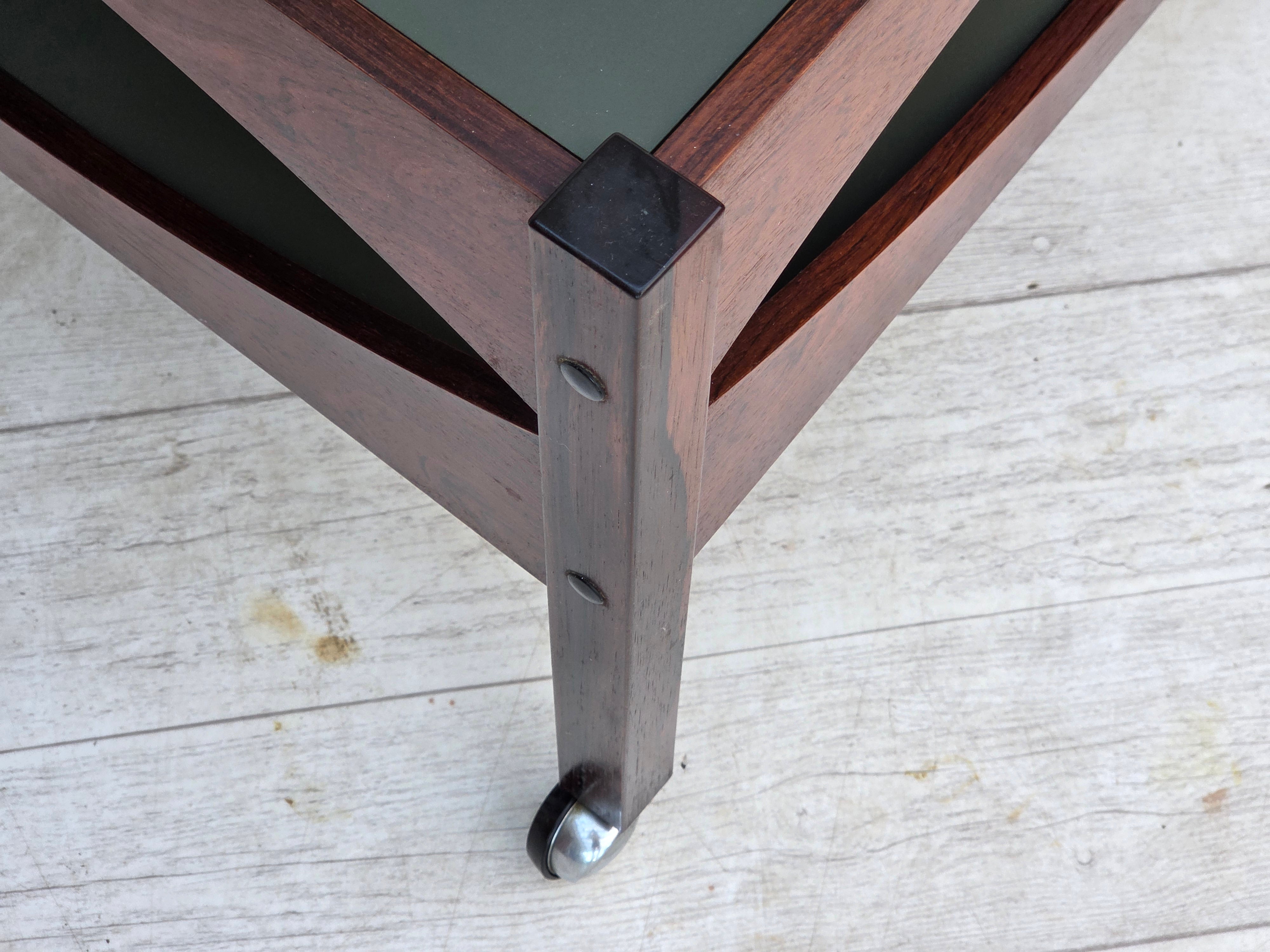 Modus_Teak_Side_Table_with_Aluminium_Top_and_Chrome_Wheels_by_Kristian_Vedel_for_Søren_Willadsen,_Denmark,_circa_1975