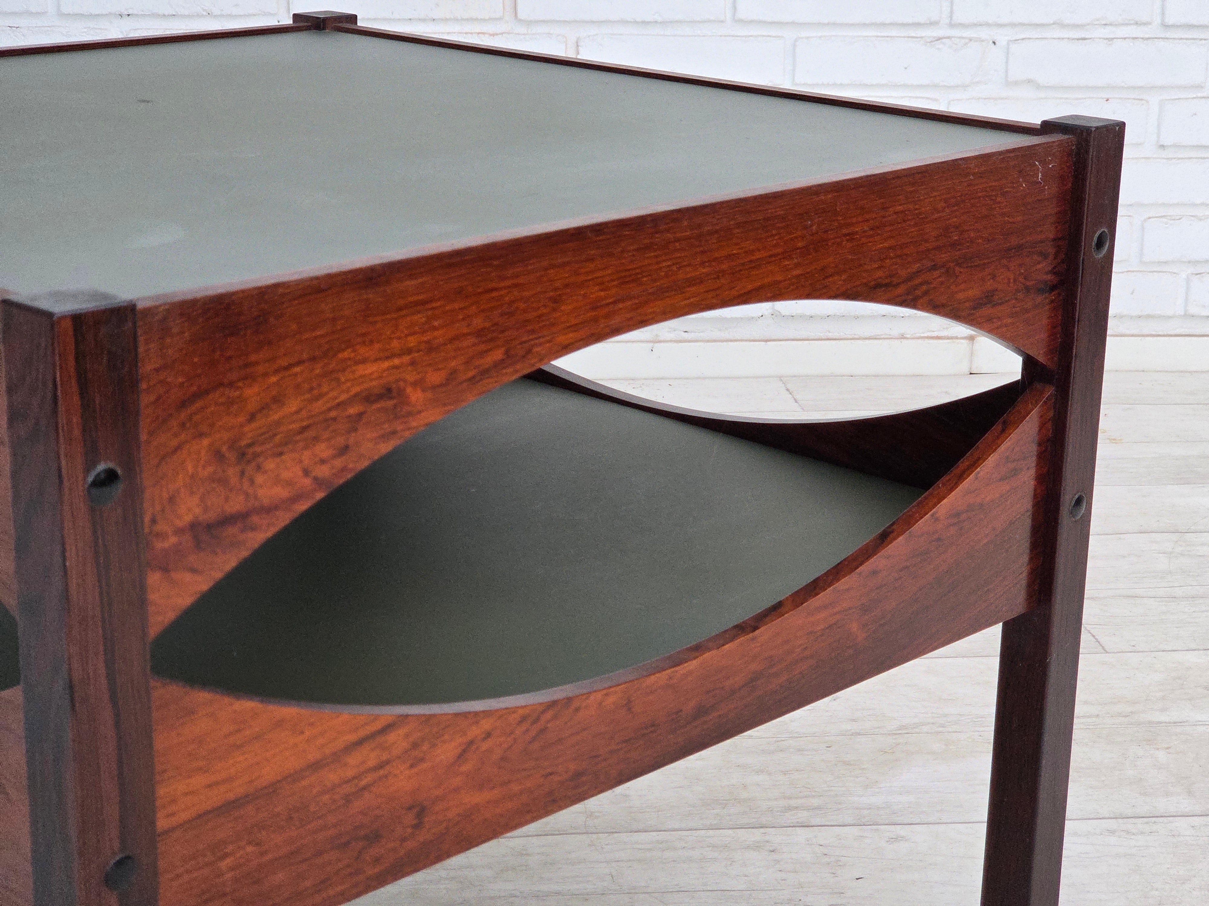 Modus_Teak_Side_Table_with_Aluminium_Top_and_Chrome_Wheels_by_Kristian_Vedel_for_Søren_Willadsen,_Denmark,_circa_1975