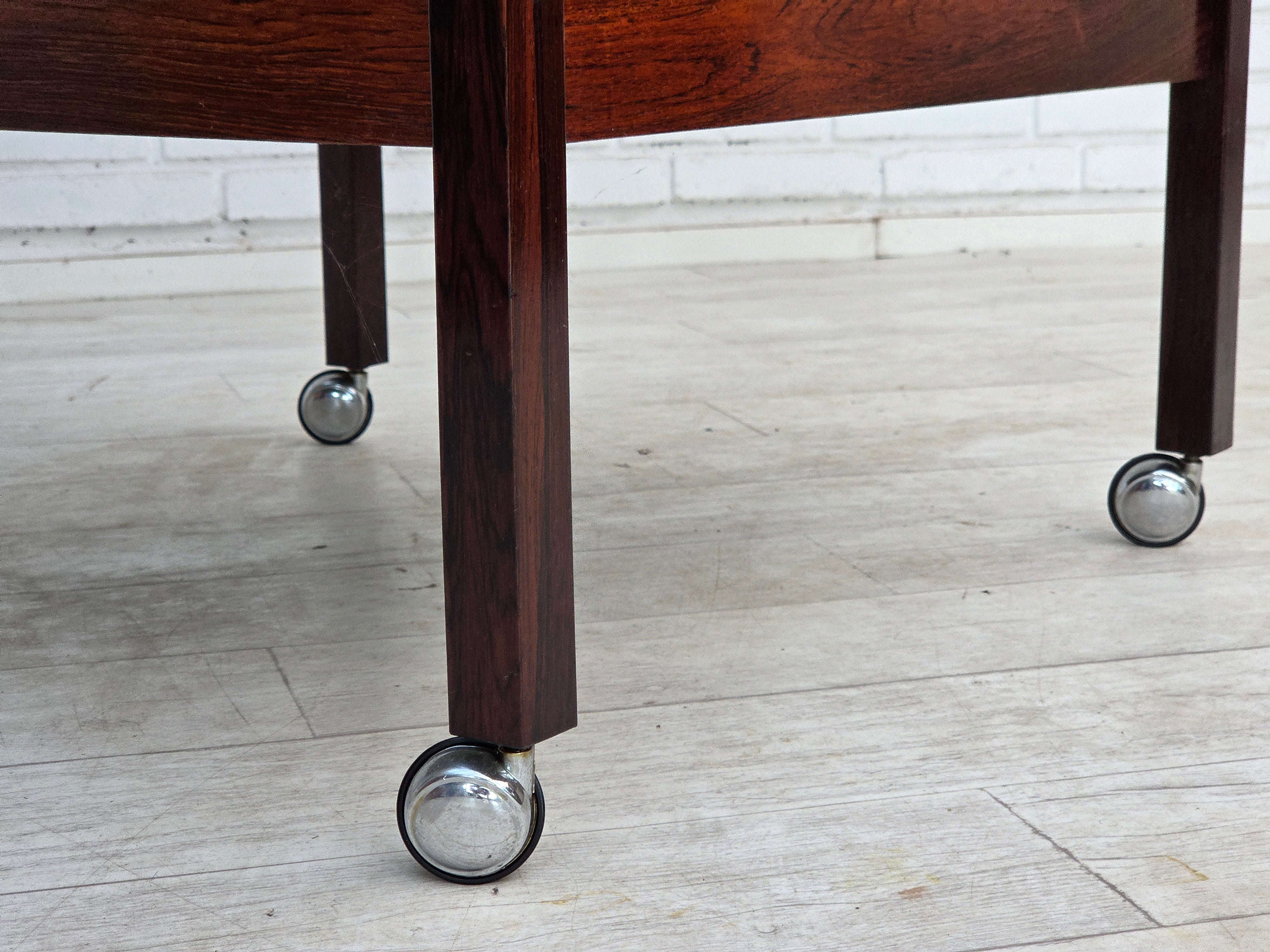 Modus_Teak_Side_Table_with_Aluminium_Top_and_Chrome_Wheels_by_Kristian_Vedel_for_Søren_Willadsen,_Denmark,_circa_1975