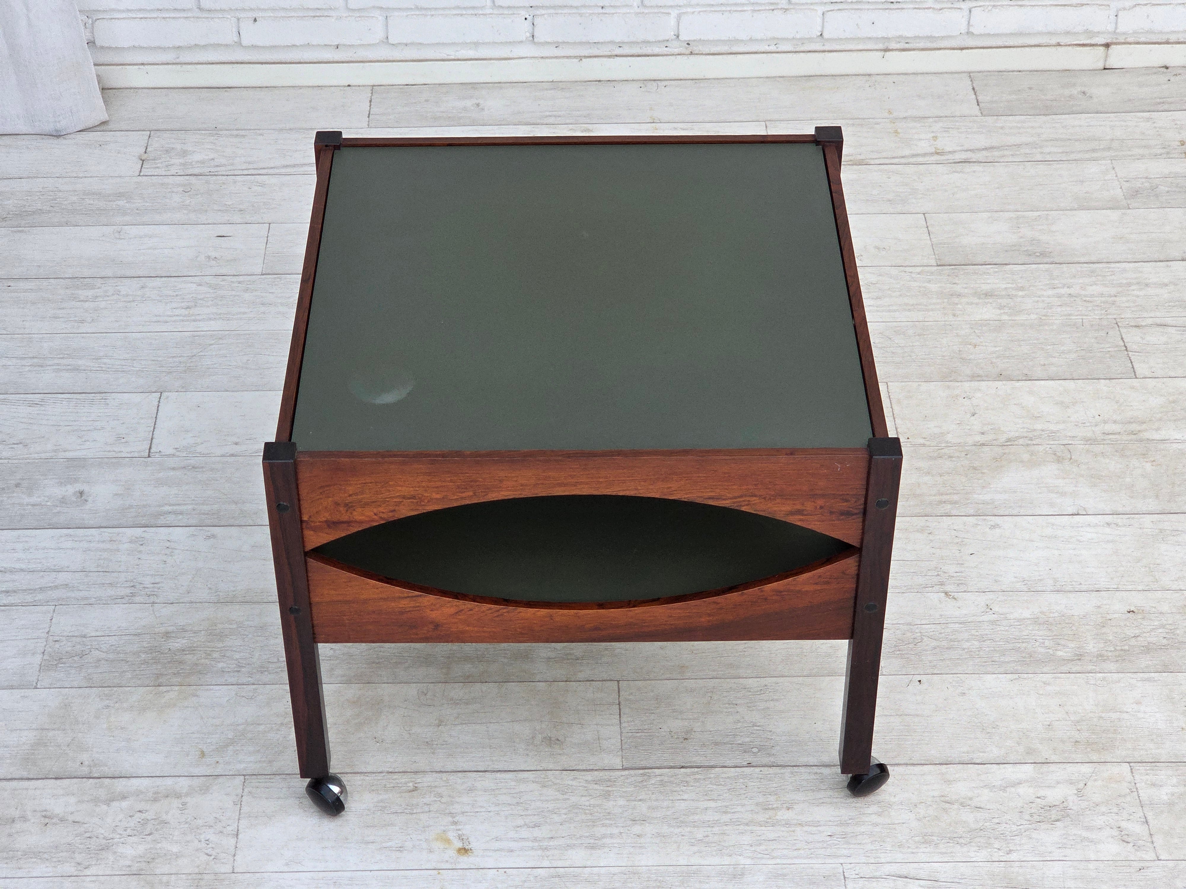 Modus_Teak_Side_Table_with_Aluminium_Top_and_Chrome_Wheels_by_Kristian_Vedel_for_Søren_Willadsen,_Denmark,_circa_1975