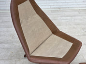 MS68_Swivel_Lounge_Chair_by_Madsen_&_Schubell,_Brown_Leather_and_Teak,_Denmark,_1970s
