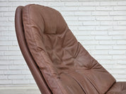 MS68_Swivel_Lounge_Chair_by_Madsen_&_Schubell,_Brown_Leather_and_Teak,_Denmark,_1970s