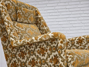 Danish_Highback_Armchair_in_Brown_Beige_Fabric_and_Teak,_Denmark,_1970s