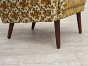 Danish_Highback_Armchair_in_Brown_Beige_Fabric_and_Teak,_Denmark,_1970s
