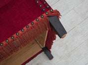 Danish_Highback_Armchair_in_Red_Velour_and_Ash_Wood_with_Reversible_Cushion,_Denmark,_1970s