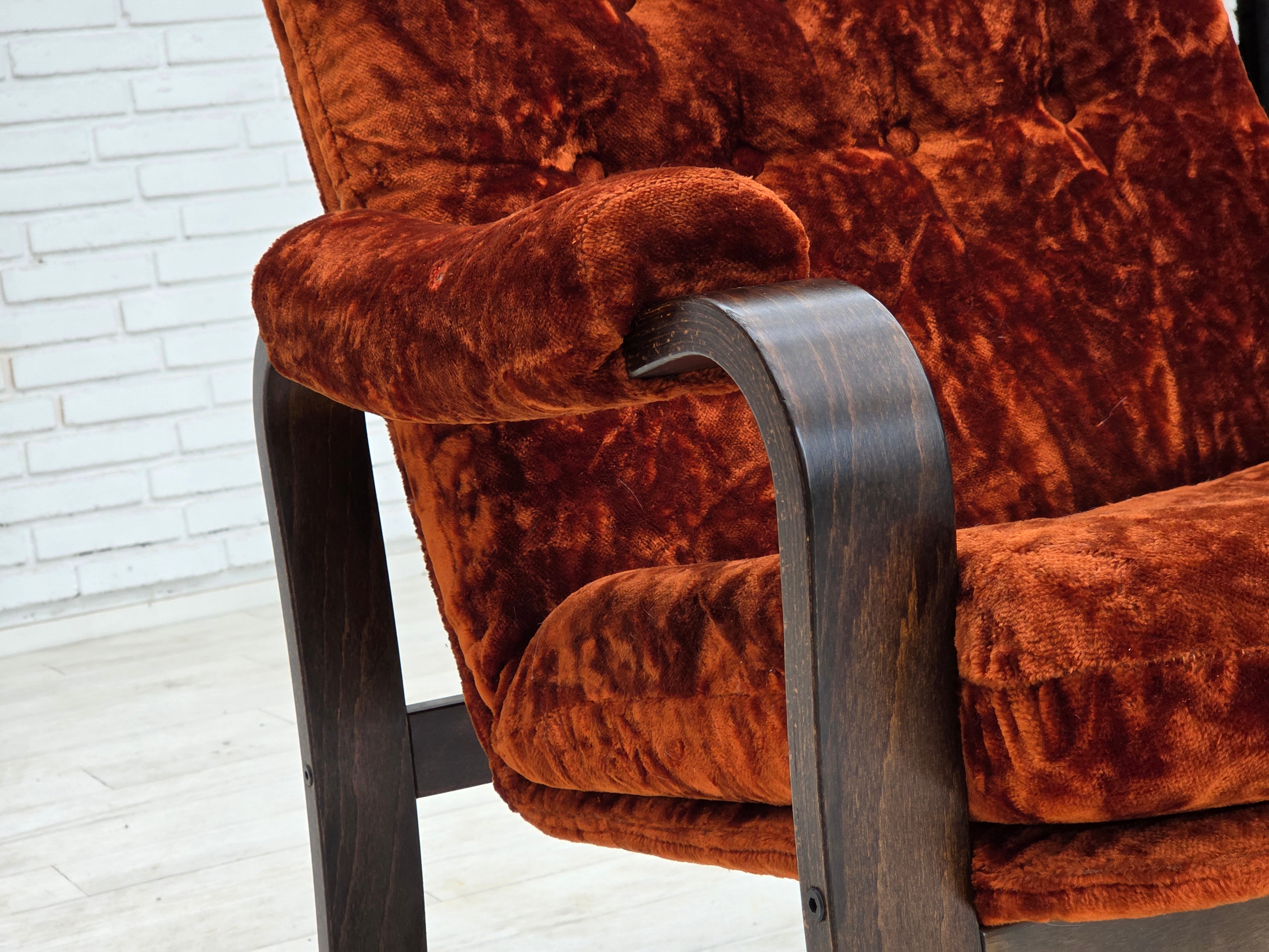 Danish_Mid-Century_Modern_Bent_Oak_Armchair_with_Original_Dark_Red_Velour_Upholstery,_1970s