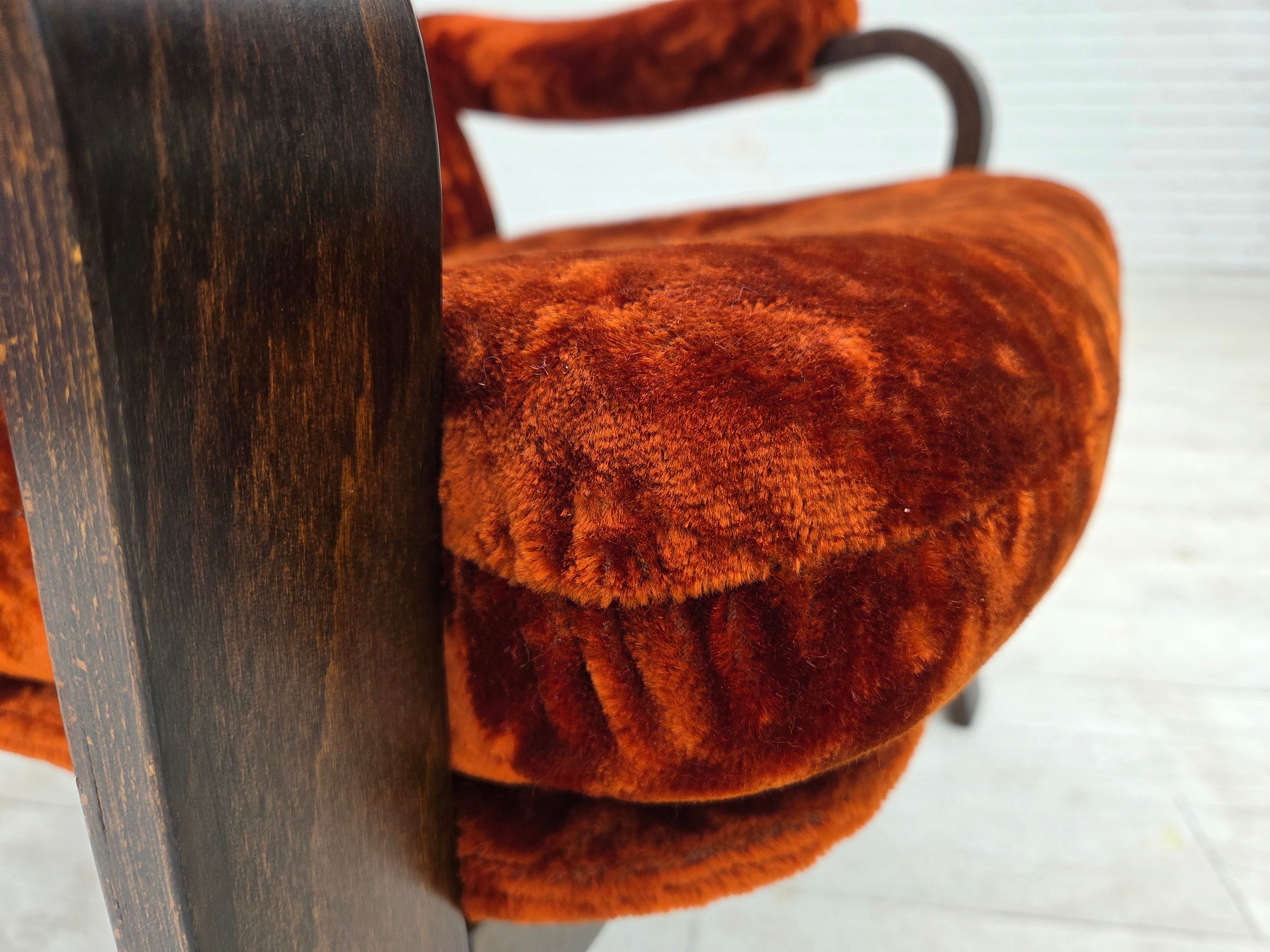 Danish_Mid-Century_Modern_Bent_Oak_Armchair_with_Original_Dark_Red_Velour_Upholstery,_1970s