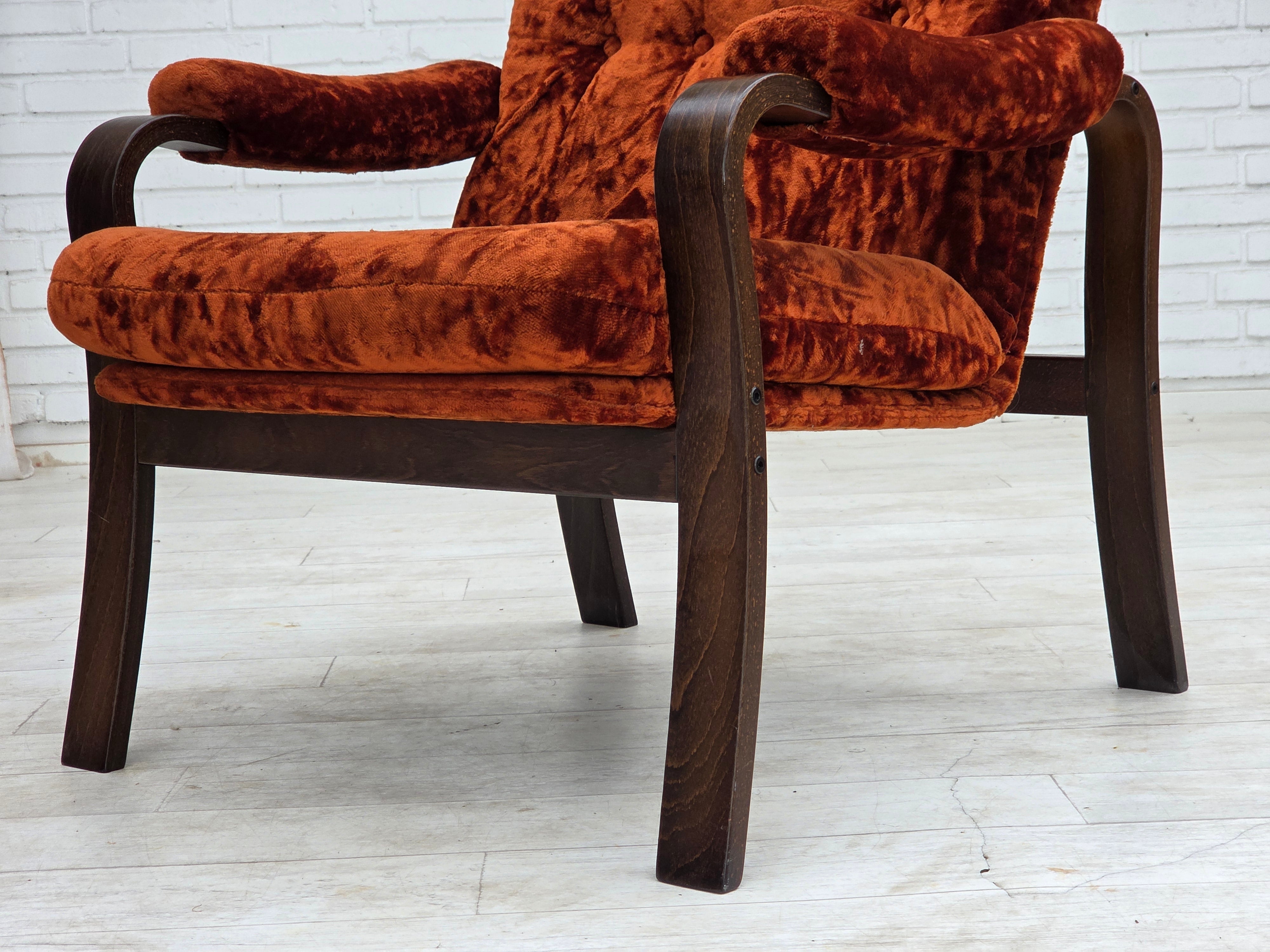 Danish_Mid-Century_Modern_Bent_Oak_Armchair_with_Original_Dark_Red_Velour_Upholstery,_1970s