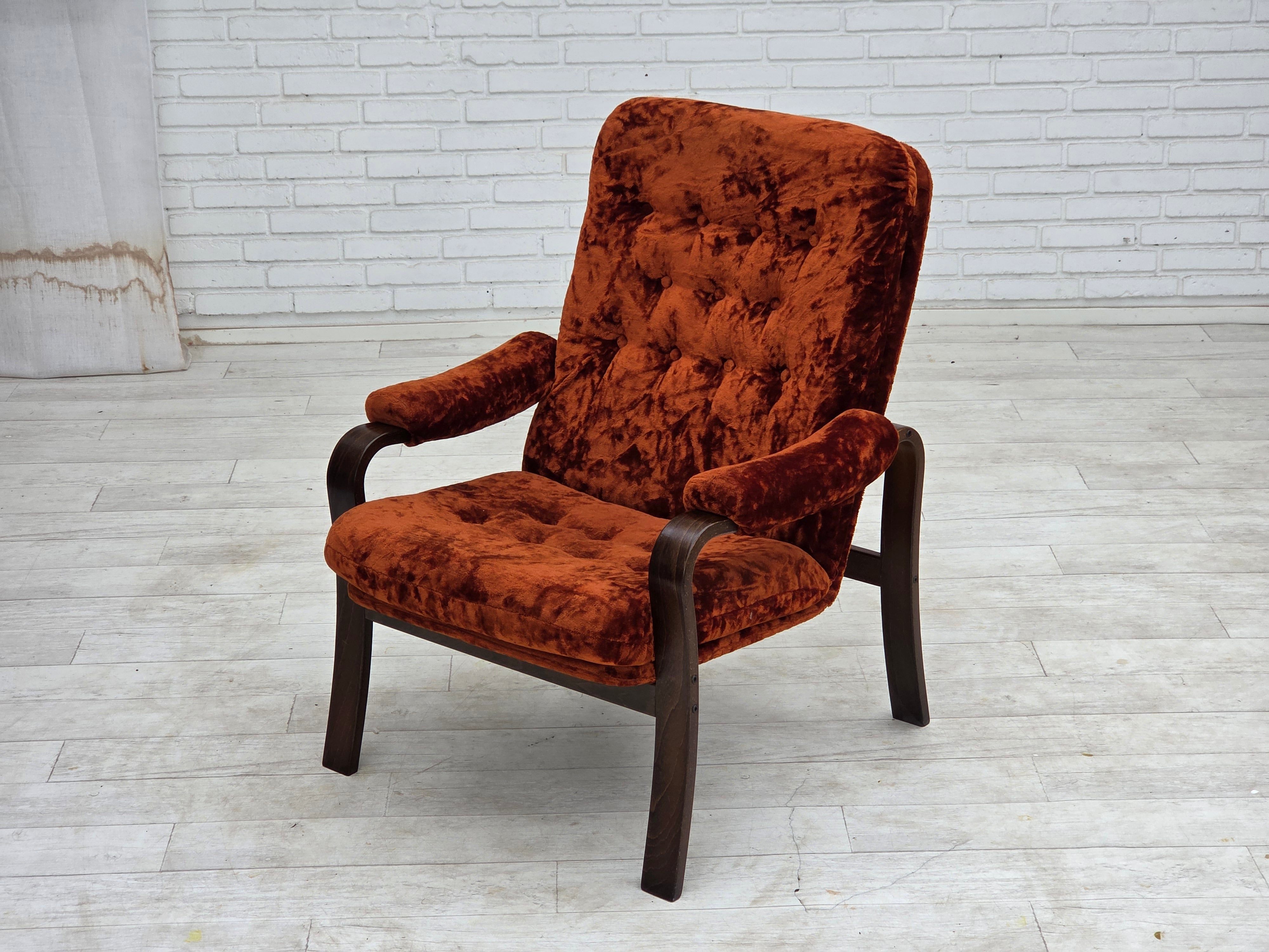Danish_Mid-Century_Modern_Bent_Oak_Armchair_with_Original_Dark_Red_Velour_Upholstery,_1970s