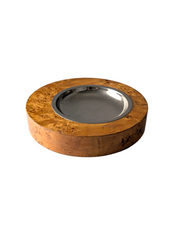 1970s_Italian_Burl_Wood_and_Stainless_Steel_Ashtray_or_Catchall,_Tommaso_Barbi_Style