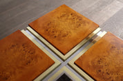1970s_Italian_Coffee_Table_in_Walnut_Burl,_Chrome_and_Brass,_Willy_Rizzo_Style