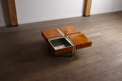 1970s_Italian_Coffee_Table_in_Walnut_Burl,_Chrome_and_Brass,_Willy_Rizzo_Style