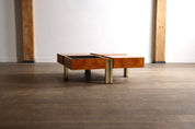 1970s_Italian_Coffee_Table_in_Walnut_Burl,_Chrome_and_Brass,_Willy_Rizzo_Style