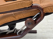 Norwegian_Mid-Century_Modern_Adjustable_Bentwood_Lounge_Chair_with_Light_Brown_Leather_and_Canvas,_1970s