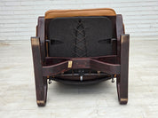 Norwegian_Mid-Century_Modern_Adjustable_Bentwood_Lounge_Chair_with_Light_Brown_Leather_and_Canvas,_1970s