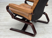 Norwegian_Mid-Century_Modern_Adjustable_Bentwood_Lounge_Chair_with_Light_Brown_Leather_and_Canvas,_1970s